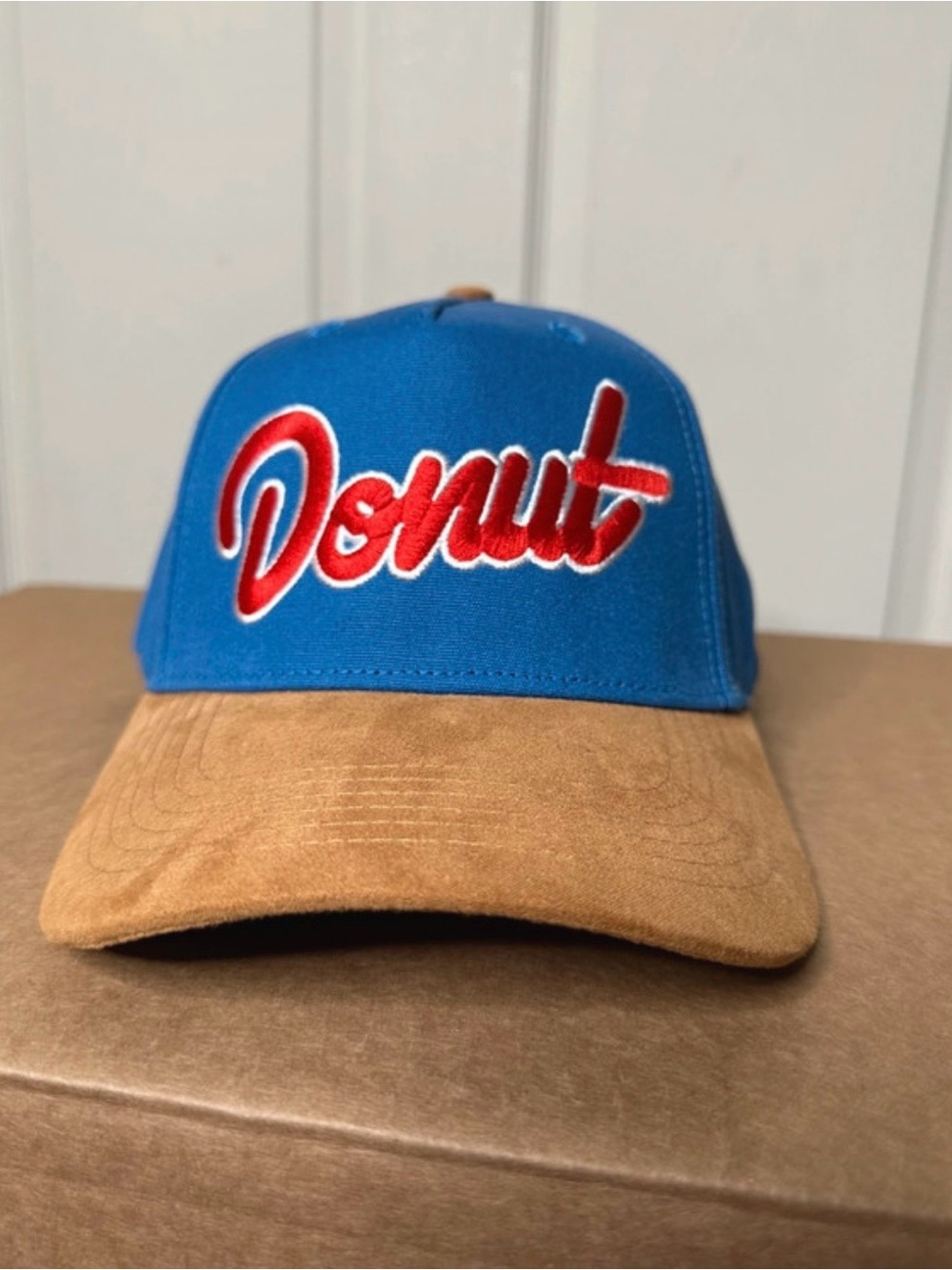 Blue and Tan 'Donut' Embroidered Baseball Cap